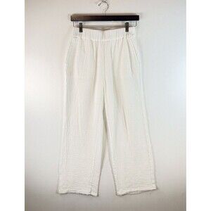 Faherty Womens Pants White Dream Organic Cotton Gauze Wide Leg Pull On Small